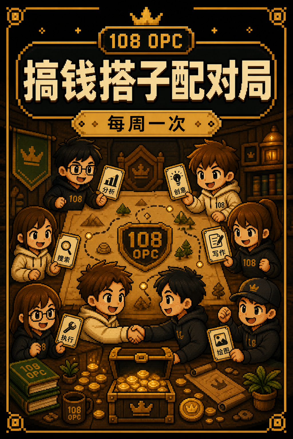 搞钱搭子配对局活动海报